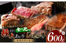 熊本県産 あか牛 「-延寿牛-」 と 黒毛和牛 モモ ステーキ 食べ比べ 約 600g | 肉 にく お肉 おにく 牛 牛肉 延寿牛 和牛 ステーキ セット 熊本県 玉名市